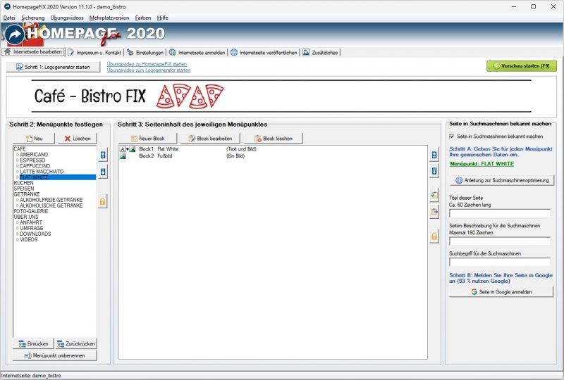 Homepage Software Meta-Titel Meta-Description Alt-Texte pro Seite pflegen